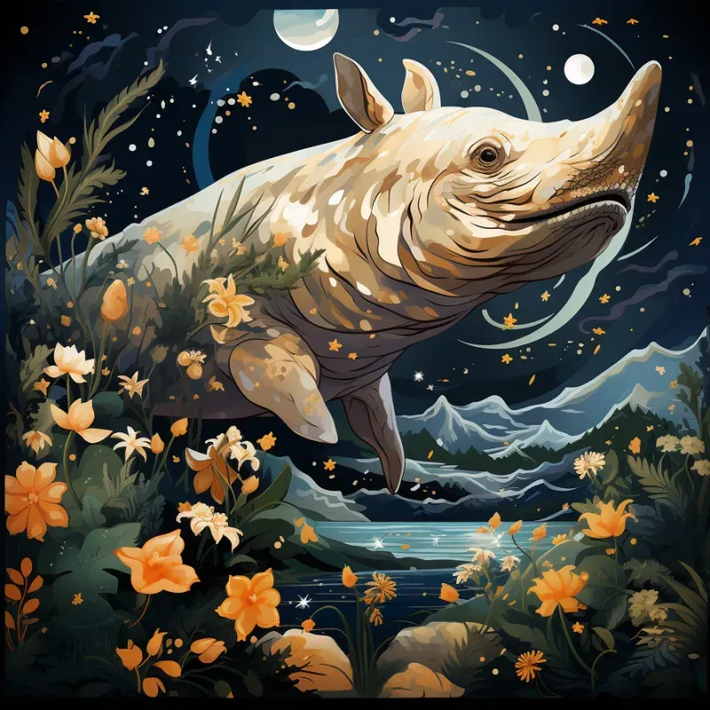 Whimsical Animals In The Night Sky Midjourney Prompt | PromptBase