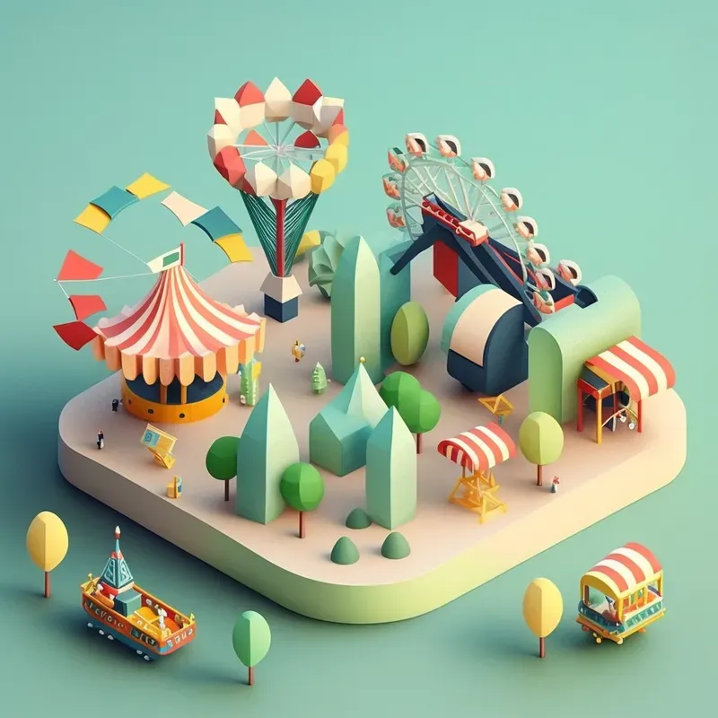 Isometric Theme Park Scenes Midjourney Prompt | PromptBase