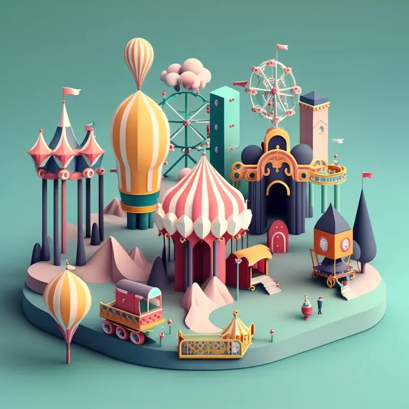 Isometric Theme Park Scenes Midjourney Prompt | PromptBase