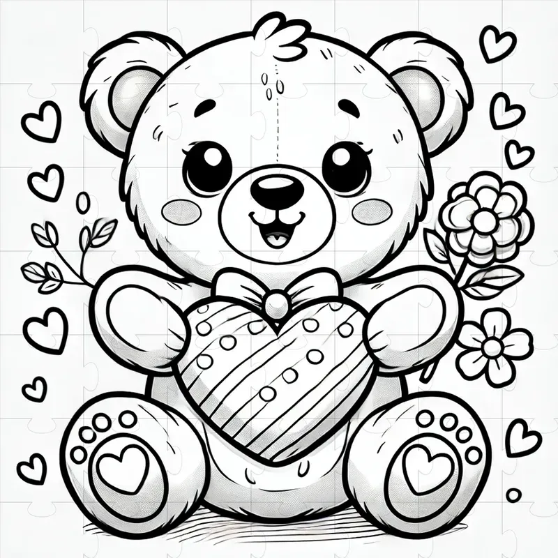 Cute Valentines Coloring Pages For Kids DALL·E Prompt | PromptBase