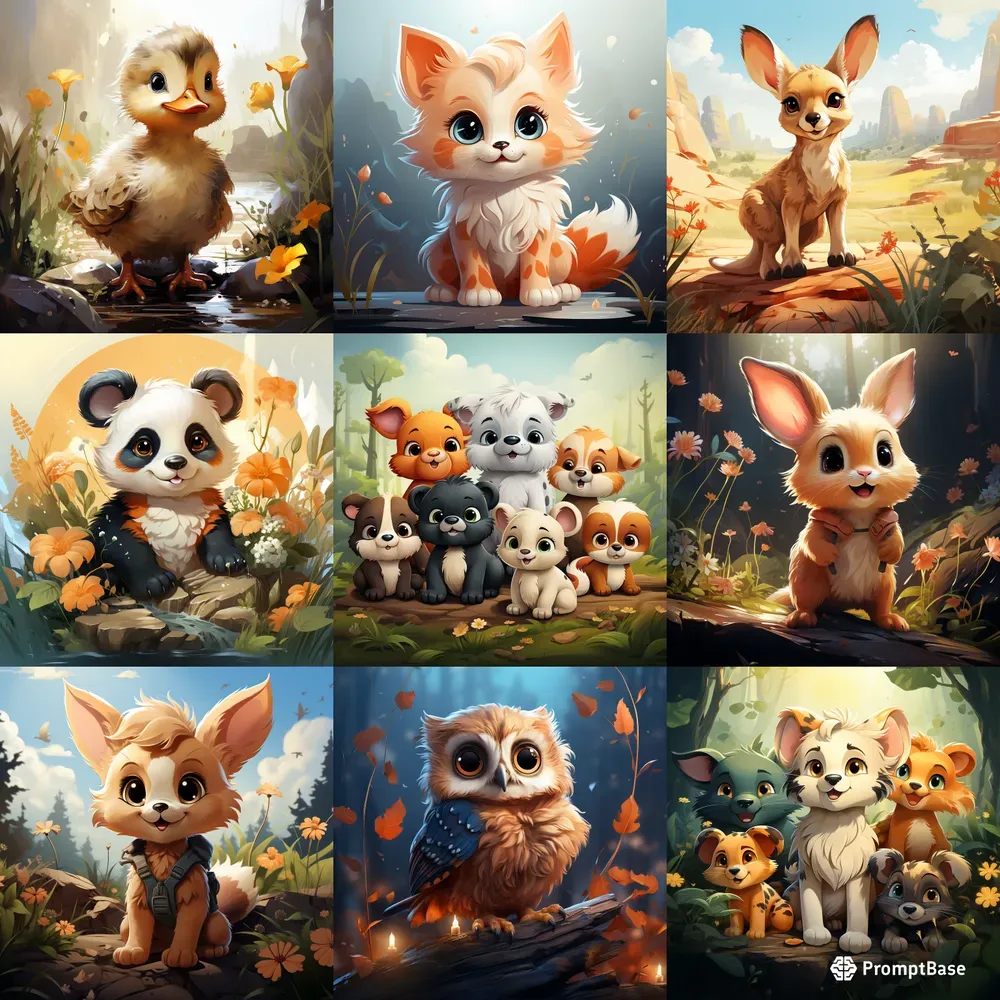 Cute Animal Illustrations Midjourney Prompt | PromptBase