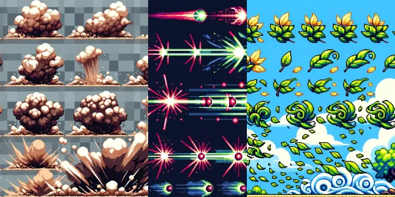 Pixel Game Dynamic Effects Animations DALL·E Prompt | PromptBase