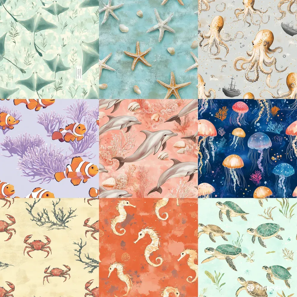 Sea Creature Patterns Sets Midjourney Prompt | PromptBase