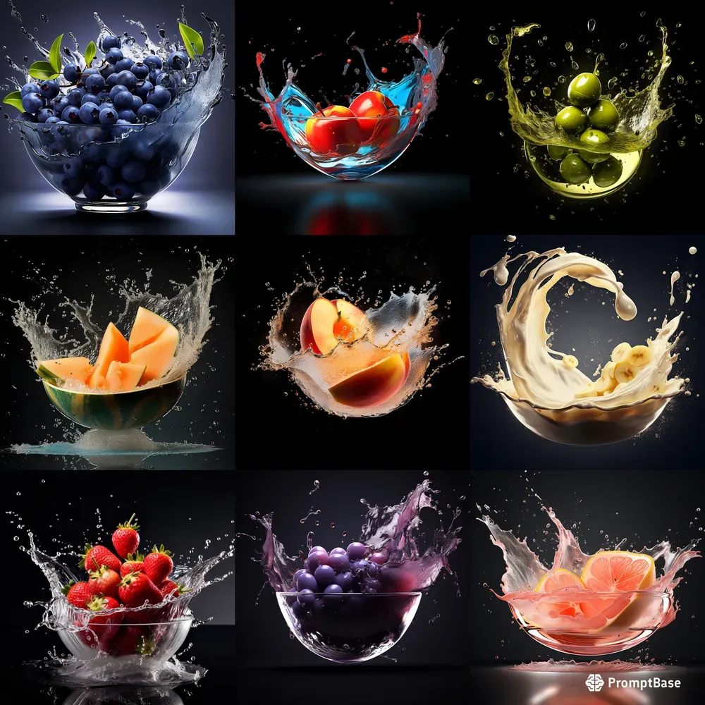 Fruit Splash Series Midjourney Prompt | PromptBase