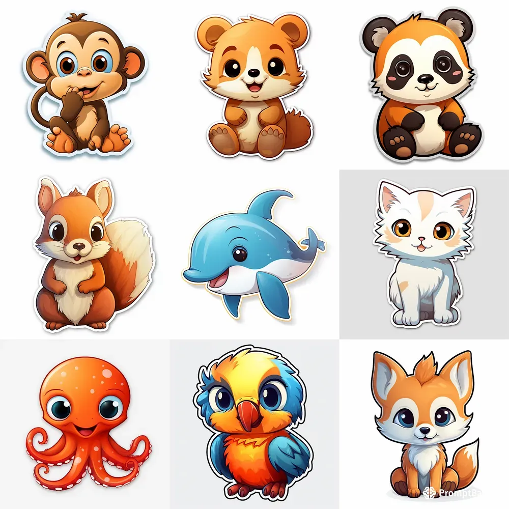 Stickers Of Small Cute Animals Midjourney Prompt PromptBase