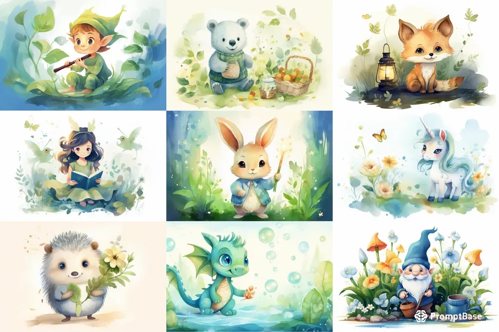 Whimsical Childrens Book Illustrations Midjourney Prompt | PromptBase