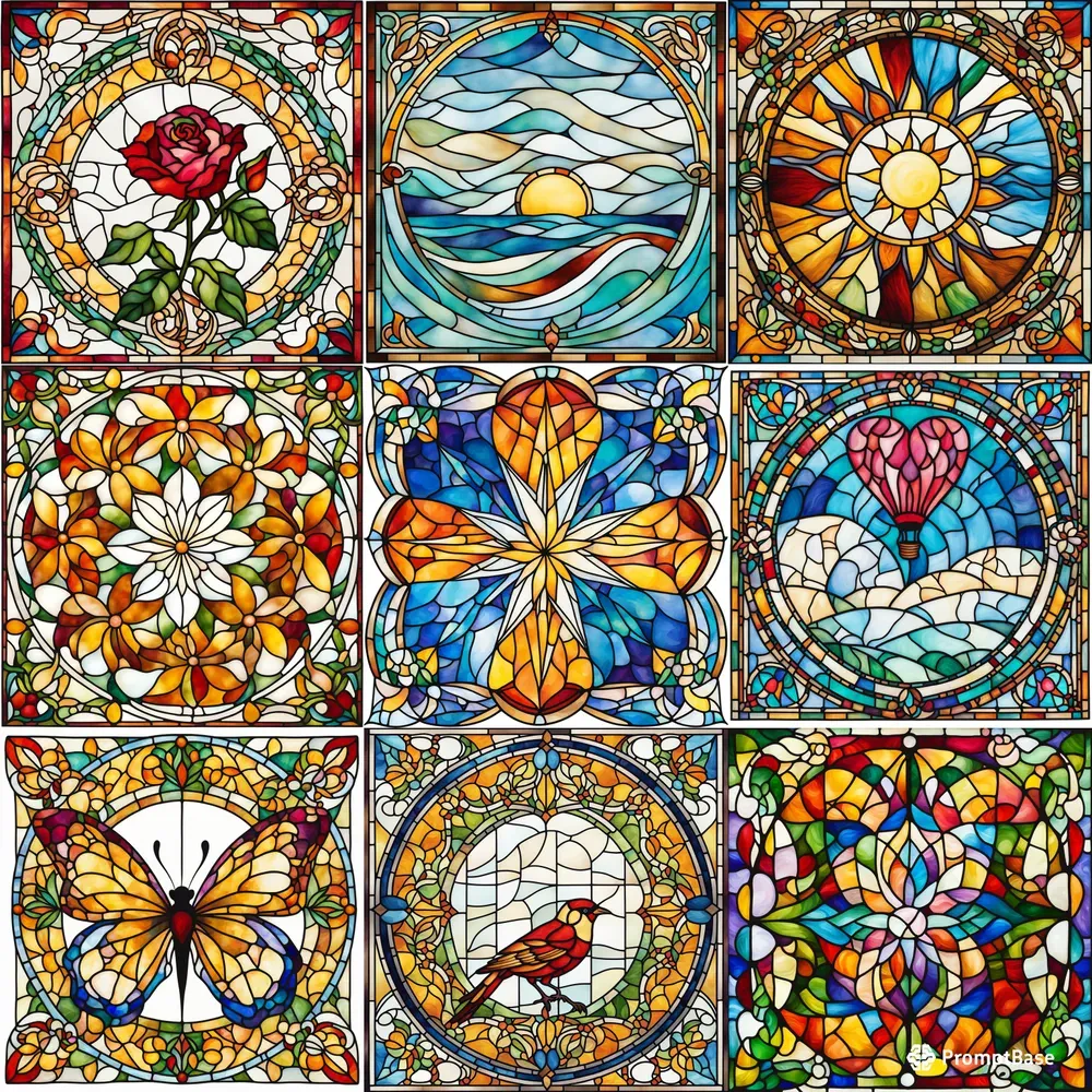 Elegant Stained Glass Illustrations Stable Diffusion Prompt | PromptBase