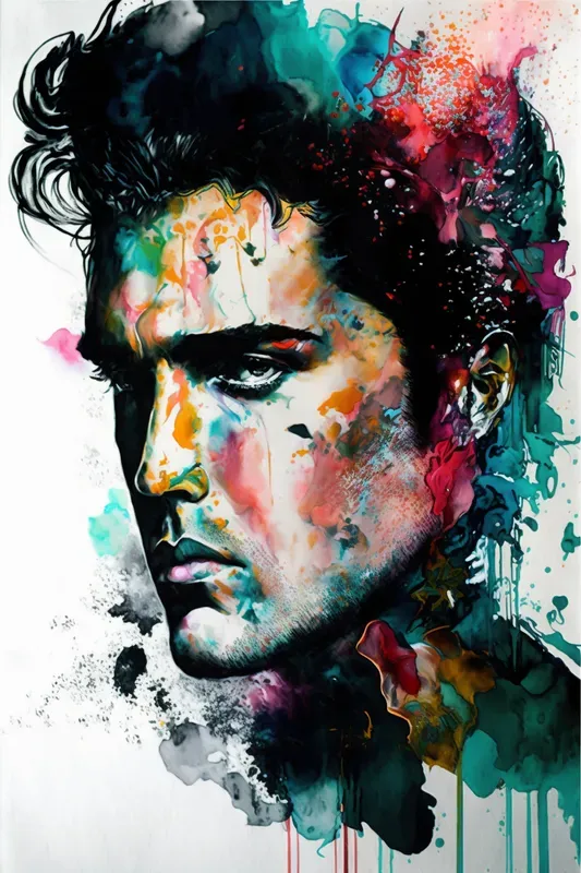 Alcohol Ink Celebrities Portraits Midjourney Prompt | PromptBase