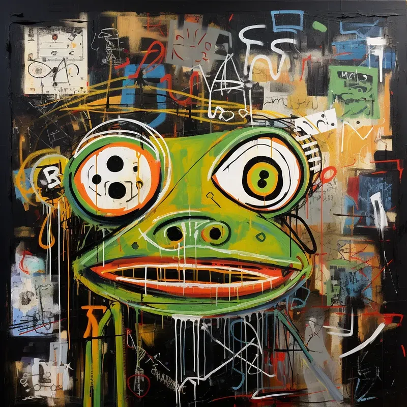 Digitally Pattern Basquiat Fusion Paints Midjourney Prompt | PromptBase