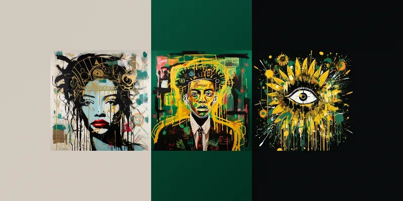 Digitally Pattern Basquiat Fusion Paints Midjourney Prompt | PromptBase