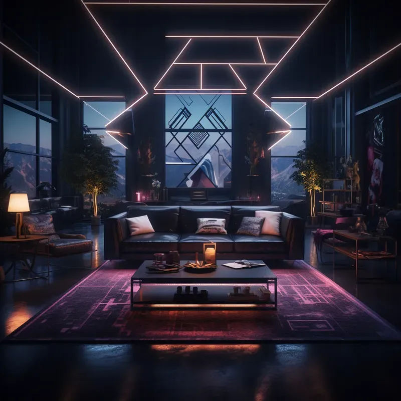 Cyberpunk Art Deco Interior Designs Midjourney Prompt | PromptBase
