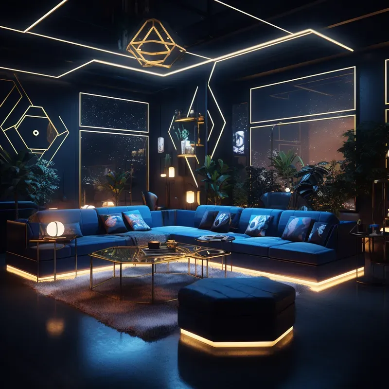 Cyberpunk Art Deco Interior Designs Midjourney Prompt | PromptBase