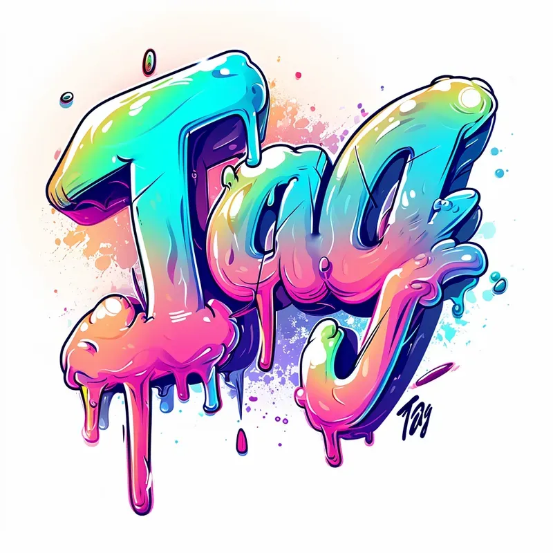 Trippy fluorescent graffiti text fonts midjourney prompt promptbase