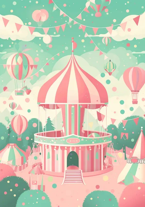 Pastel Pink And Mint Carnival Fun Midjourney Prompt | PromptBase