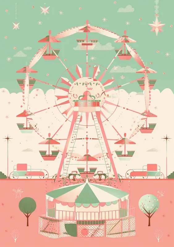 Pastel Pink And Mint Carnival Fun Midjourney Prompt | PromptBase