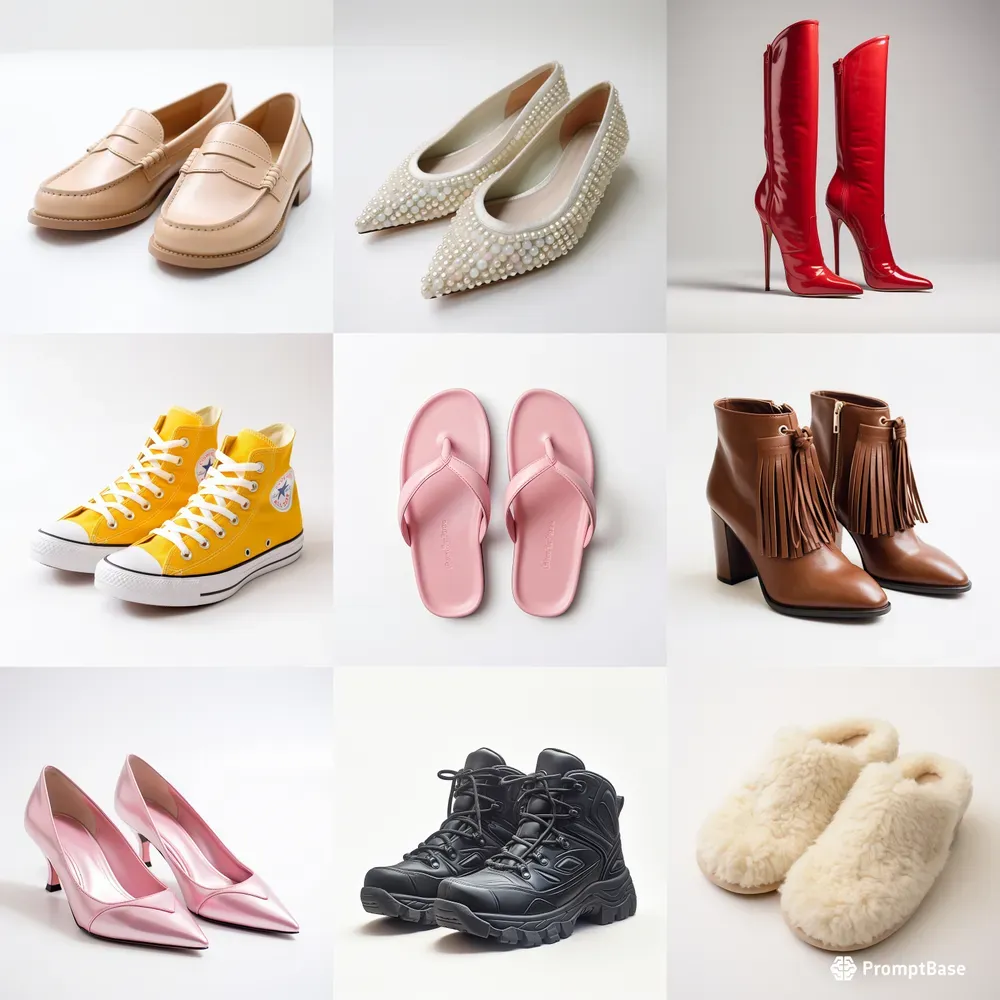 Photos Of Detailed Shoes Catalog Shots Midjourney Prompt PromptBase