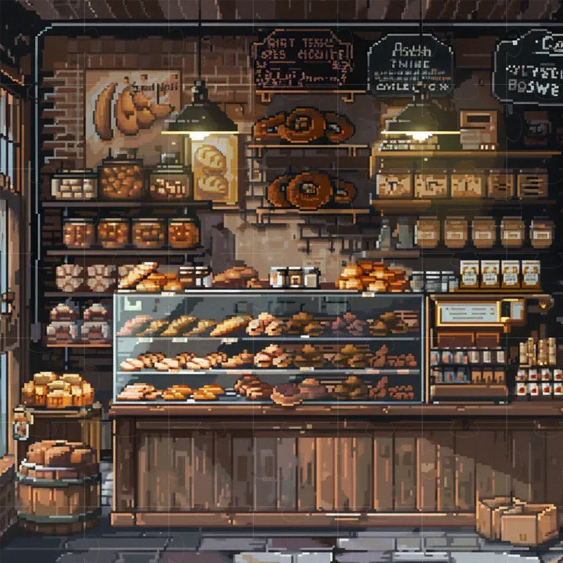 Pixel Art Interior Backgrounds Midjourney Prompt | PromptBase