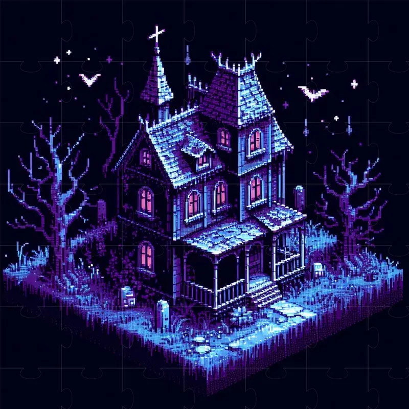 Isometric Spooky Pixel Art Buildings DALL·E Prompt | PromptBase