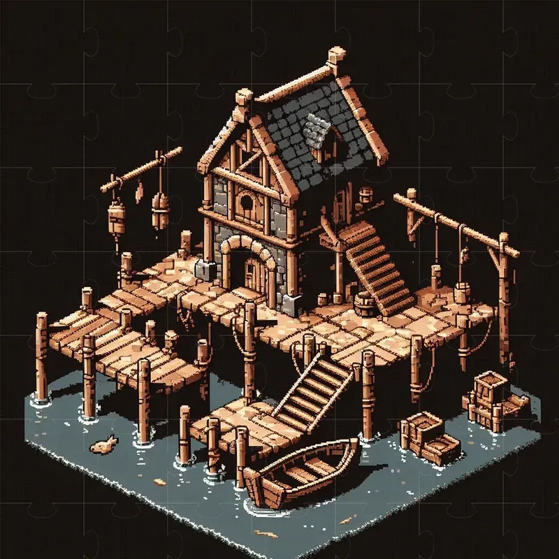 Isometric Medieval Pixel Art Buildings DALL·E Prompt | PromptBase