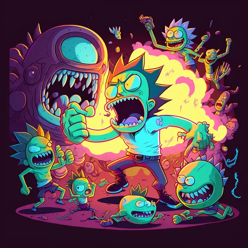 Rick And Morty Style Cartoon Art Midjourney Prompt | PromptBase