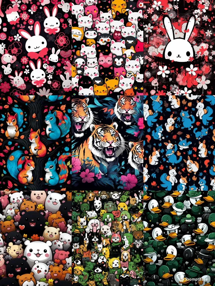Kawai Pop Art Animal Wallpapers Midjourney Prompt | PromptBase