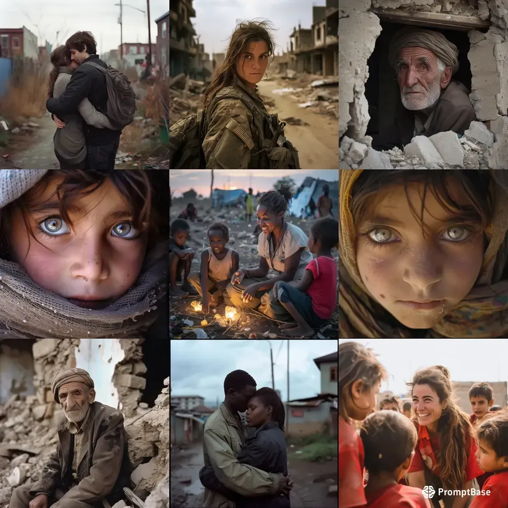 Documentary Photographs In Conflict Zone Midjourney Prompt | PromptBase