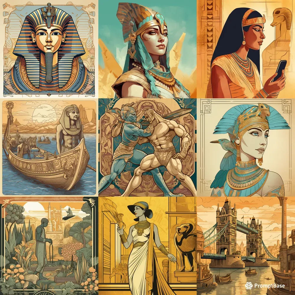 Ancient Egyptian Art Style Illustrations Midjourney Prompt PromptBase