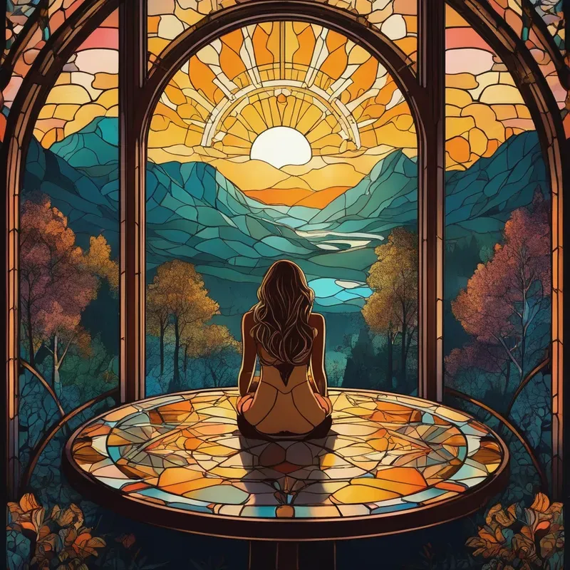 Stained Glass Landscapes Stable Diffusion Prompt | PromptBase