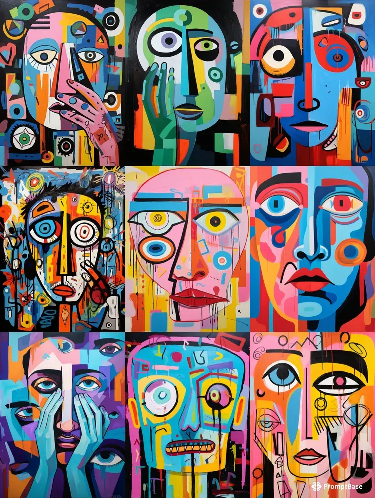 Abstract Cartoon Persons Portraits Midjourney Prompt | PromptBase