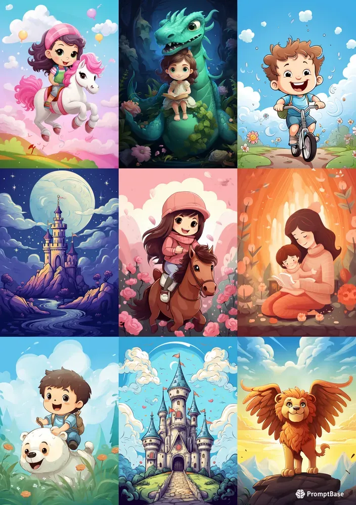 Dreamy Whimsical Childrens Book Covers Midjourney Prompt | PromptBase