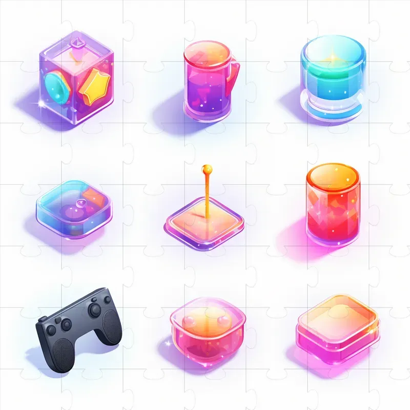 Glassmorphic Isometric Icons Midjourney Prompt | PromptBase