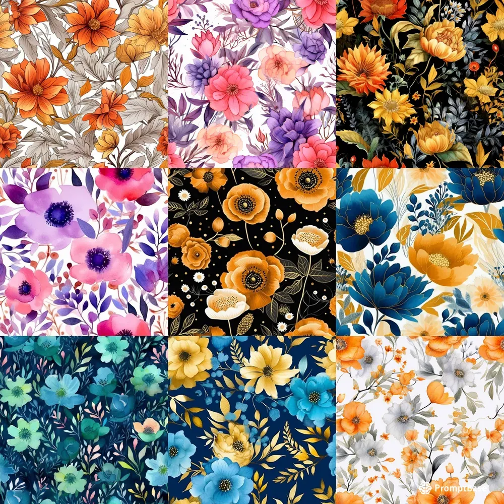 Beautiful Floral Patterns Vibrant Colors Midjourney Prompt | PromptBase
