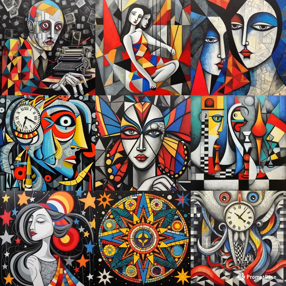 Quirky Cubism Wall Art Midjourney Prompt PromptBase