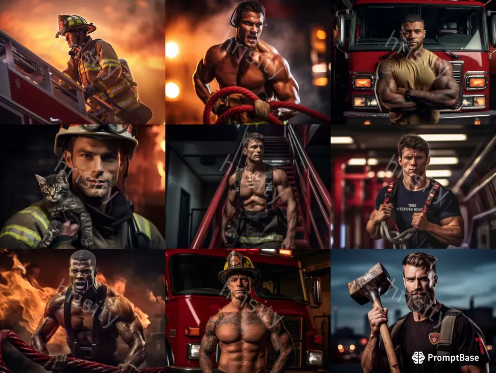 Hot Firefighter Calendar Images Midjourney Prompt PromptBase