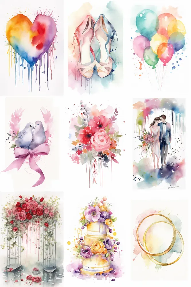 Watercolor Wedding Cards Midjourney Prompt | PromptBase
