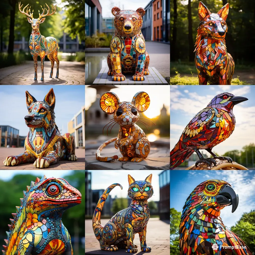 Colorful Animal Sculptures Midjourney Prompt | PromptBase