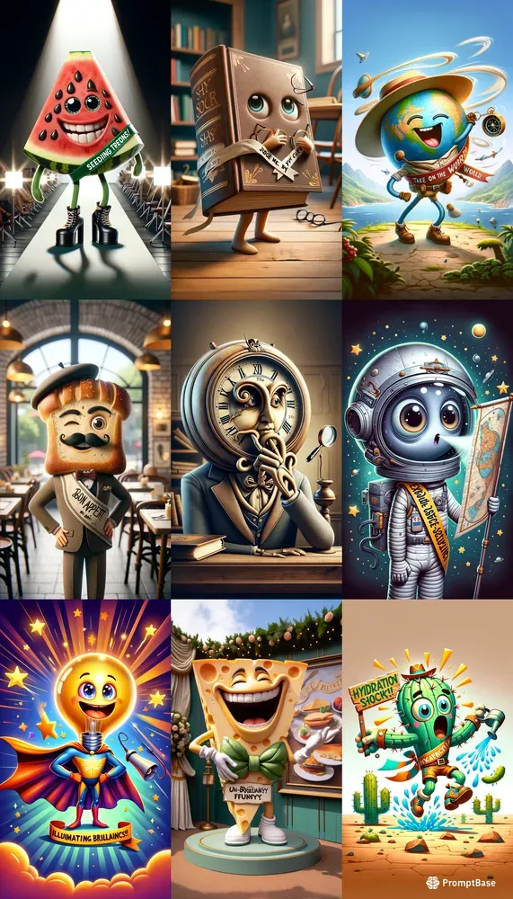 Whimsical Humor Characters Art DALL·E Prompt | PromptBase