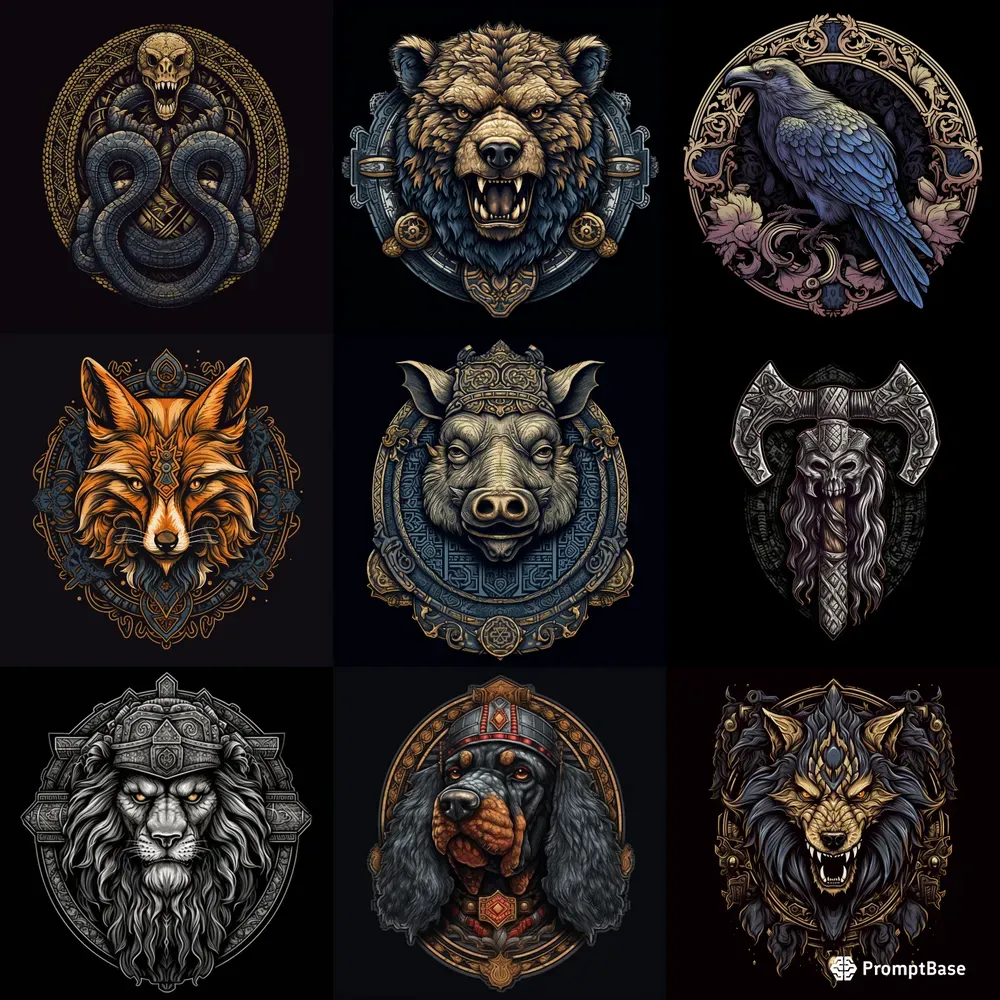 Dark Fantasy Vector Logos Midjourney Prompt | PromptBase
