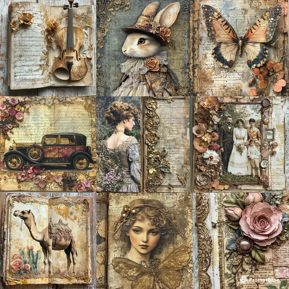 Dark Academia Junk Journal Pages Midjourney Prompt Promptbase