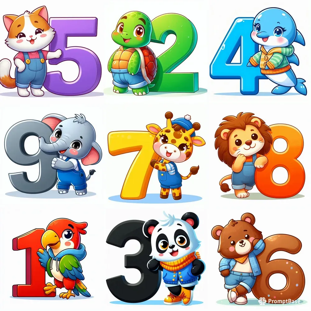 Learn Numbers With Cute Animals DALL·E Prompt | PromptBase