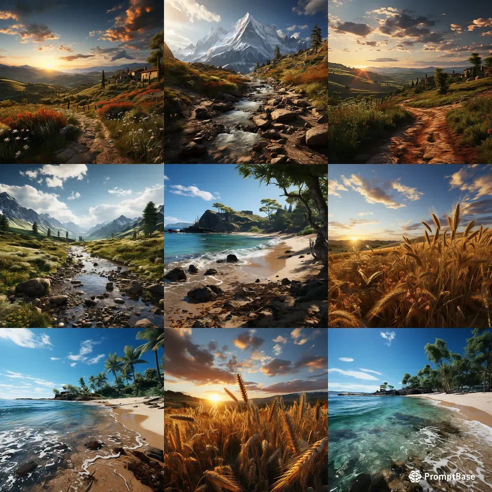 Hyper Realistic Landscapes Midjourney Prompt | PromptBase