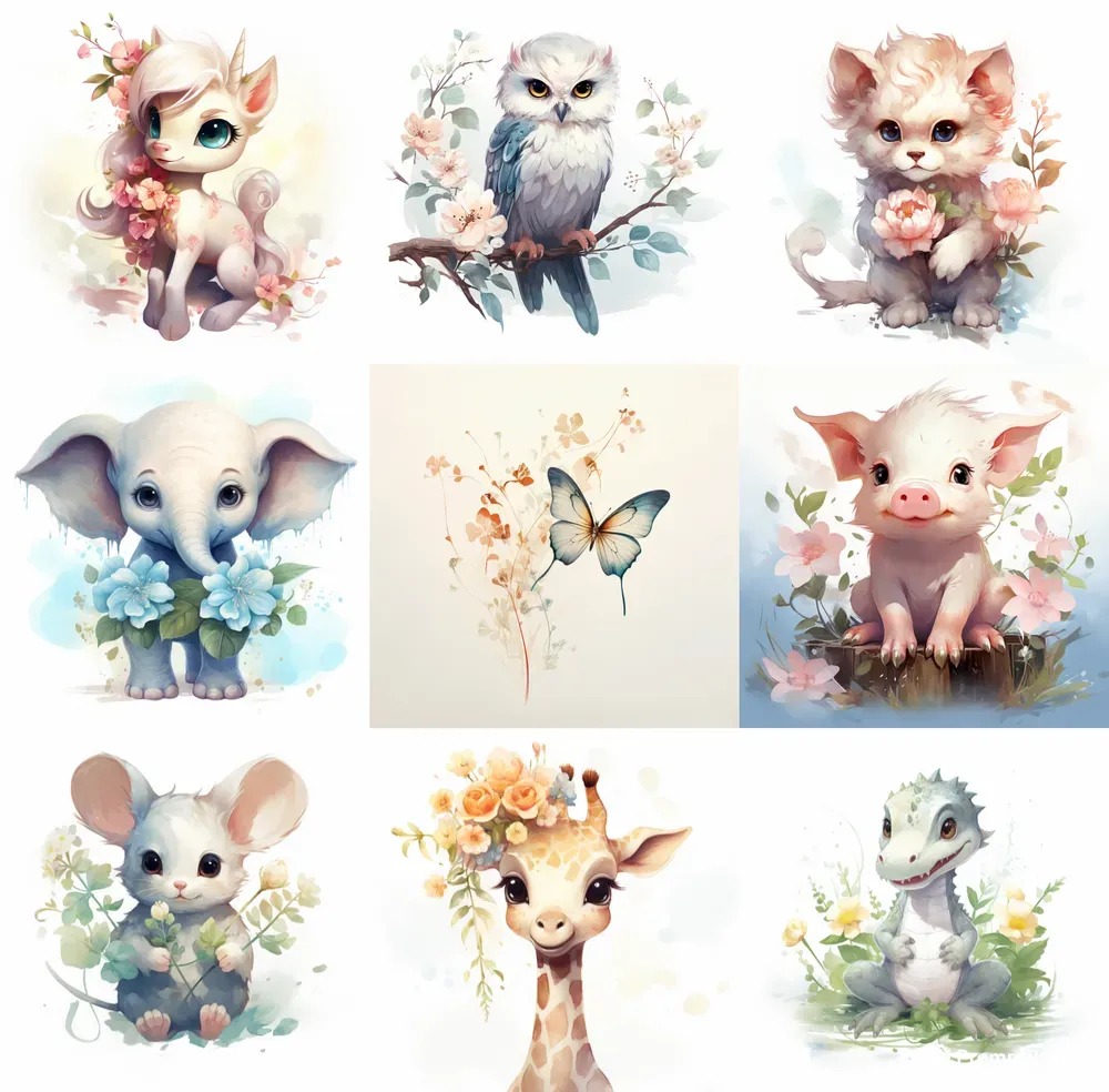 Cute Animals Cliparts Midjourney Prompt | PromptBase