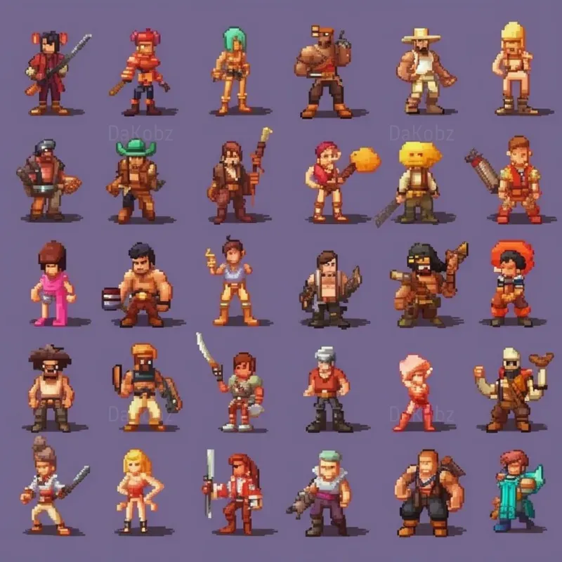 Hr Pixel Art Video Game Characters Midjourney Prompt | PromptBase