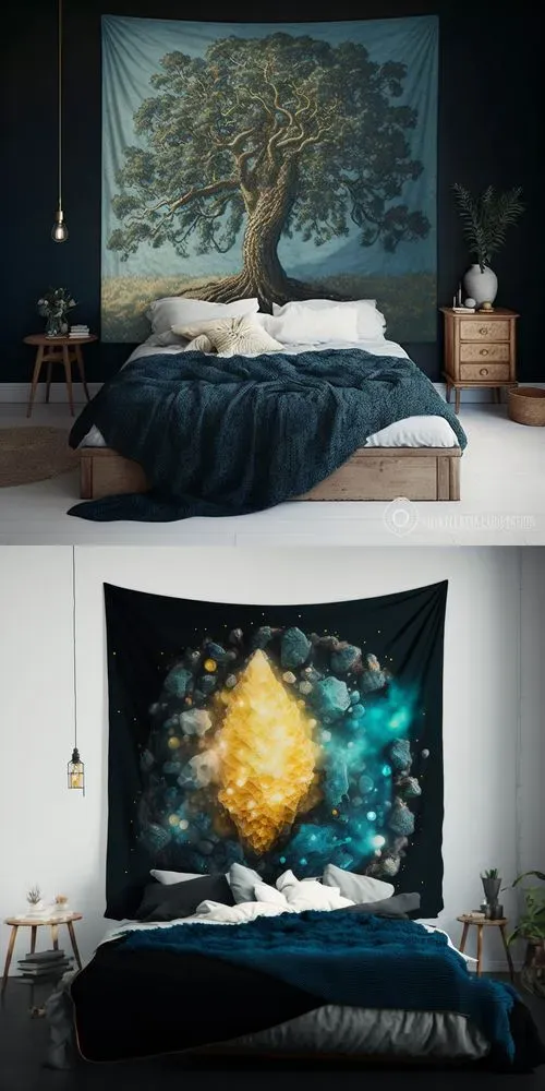 Bedroom Tapestry Designs Midjourney Prompt PromptBase