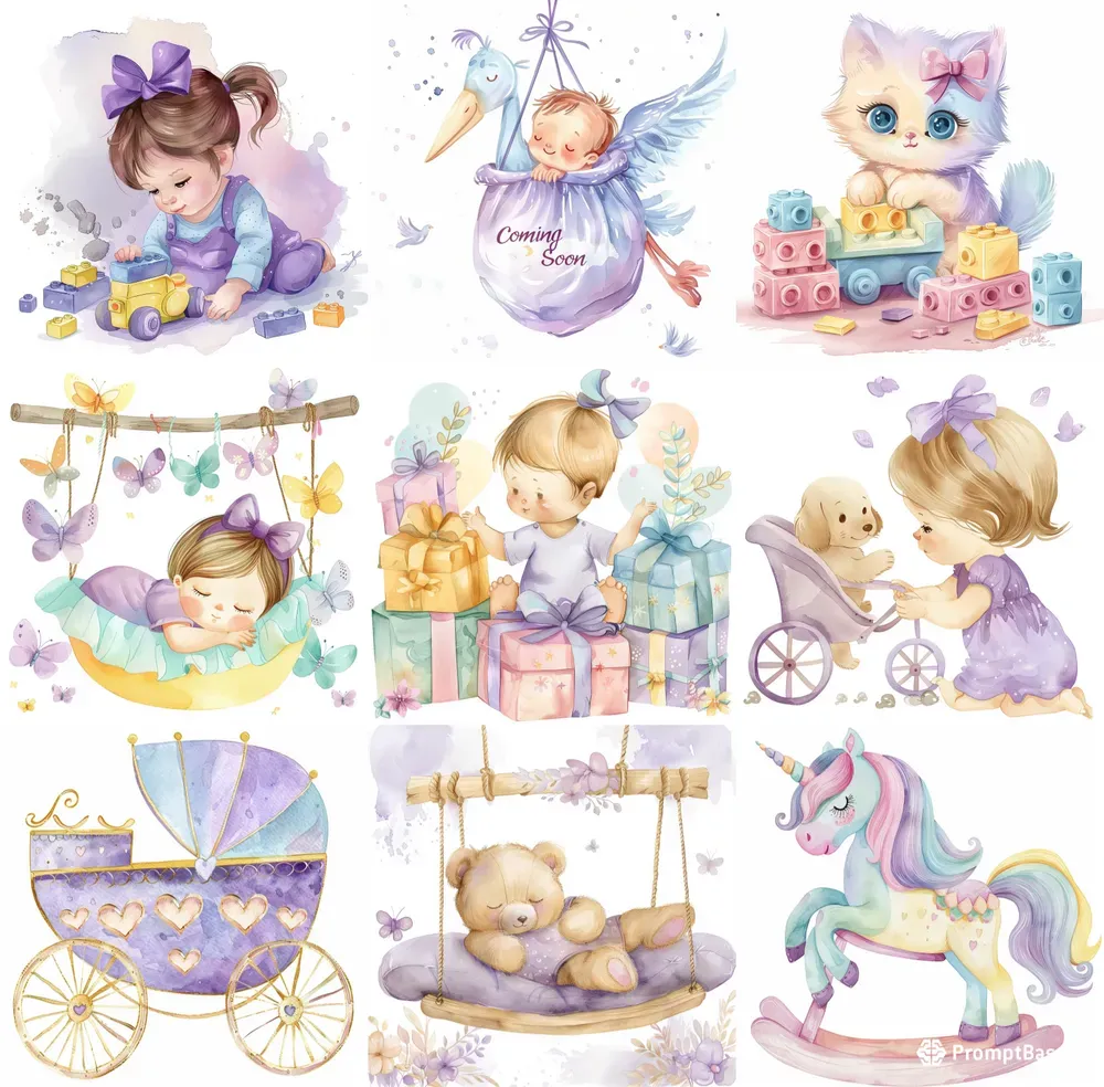 Baby Shower Cliparts Midjourney Prompt | PromptBase