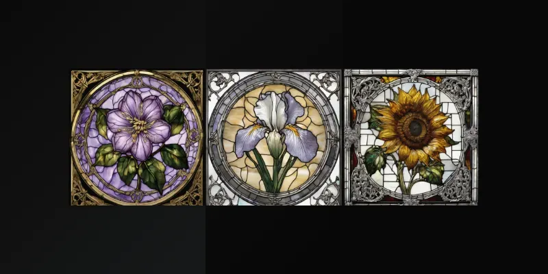 Stained Glass Flower Images Stable Diffusion Prompt | PromptBase