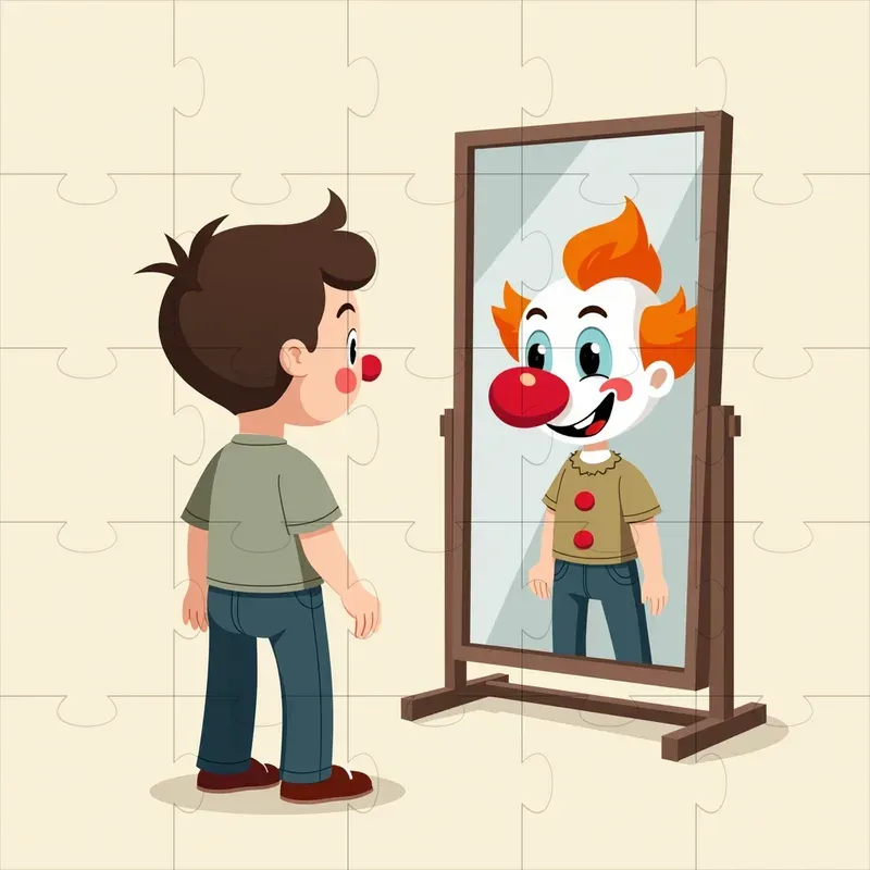 Cartoon Reflection Effect Imaginative Reflections Cartoon Scenes FLUX Prompt | PromptBase