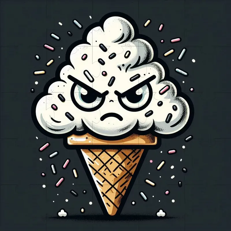 Grumpy Food Character Illustrations DALL·E Prompt | PromptBase