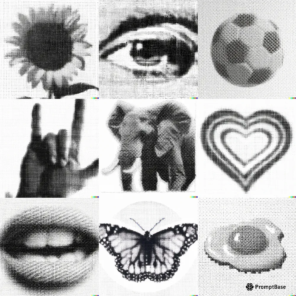Bitmap Halftone Image Effects DALL·E Prompt PromptBase