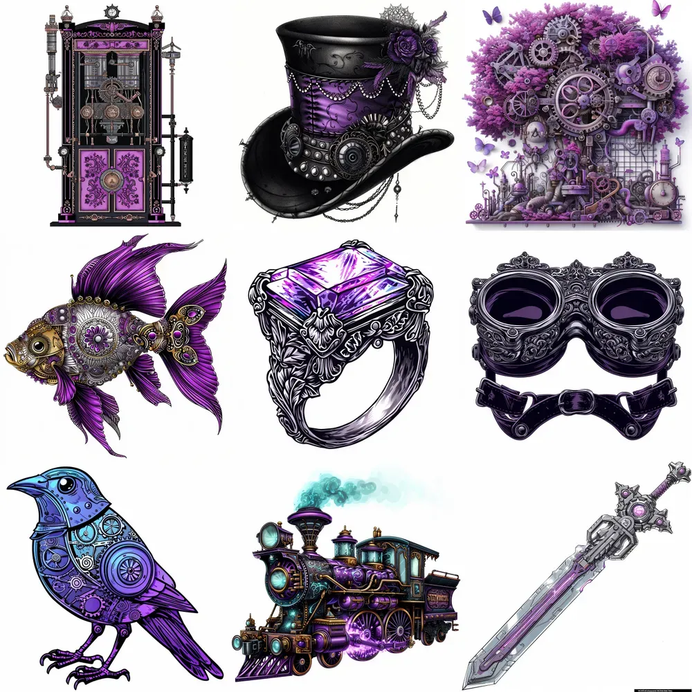 Outrageous Steampunk Clip Art Midjourney Prompt | PromptBase